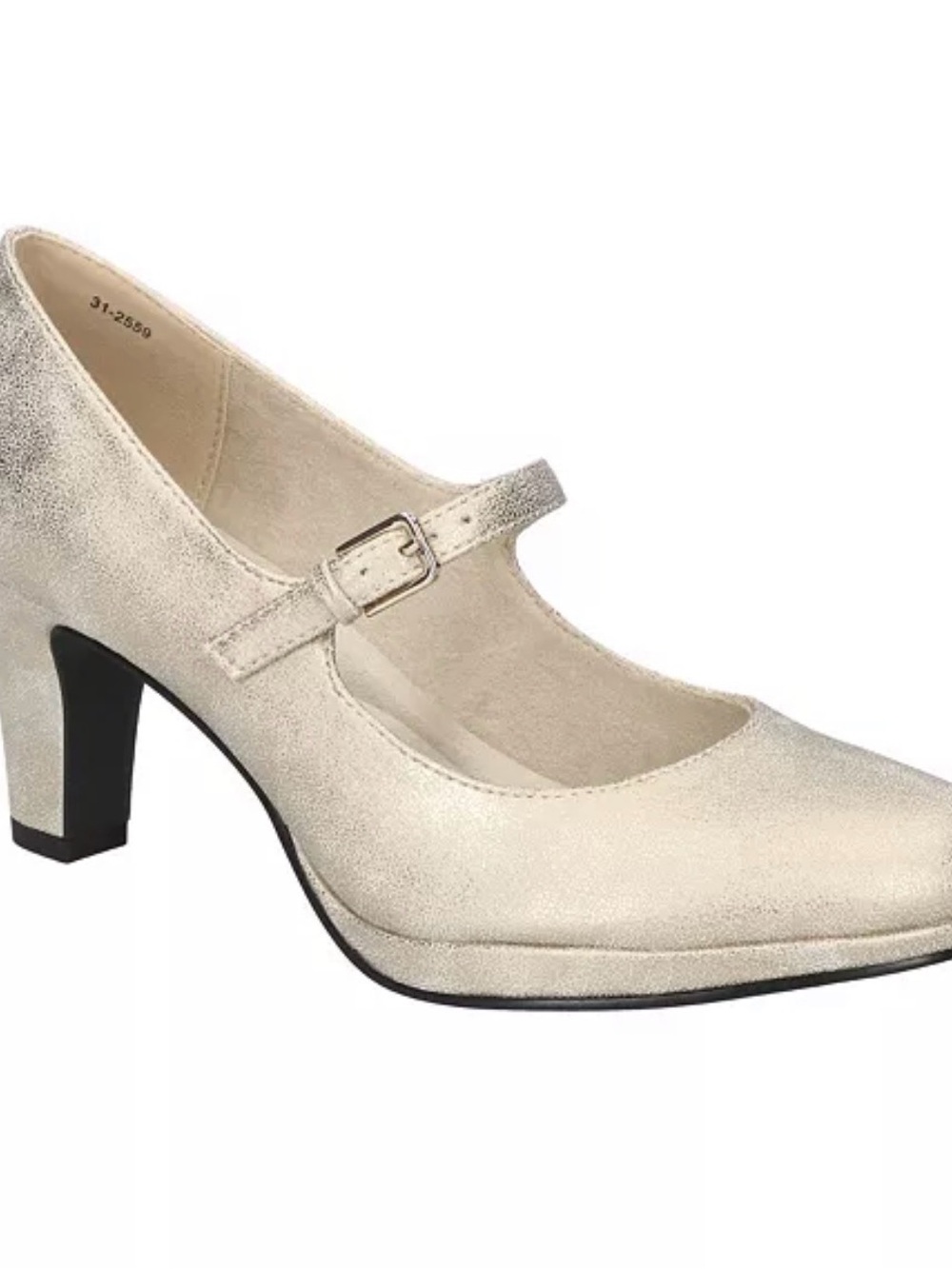 easy street Champagne Metallic Mary Jane Mid Heel size 10